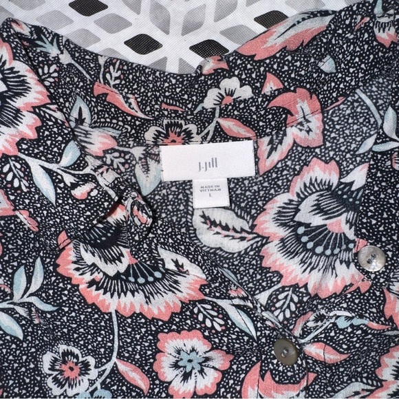 J. Jill Black and Pink Floral Tunic Blouse, women’s M​ - Picture 7 of 10